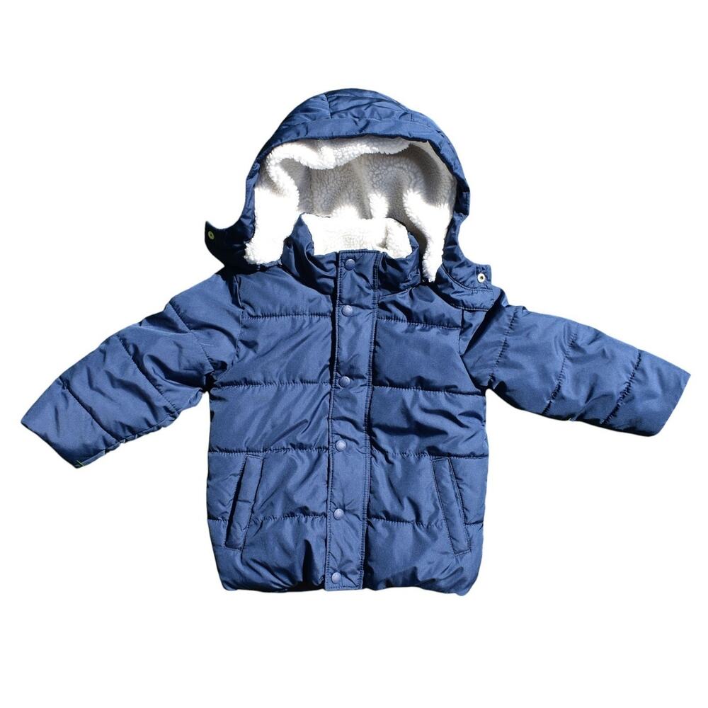 Baby Gap Warmest Jacket - Hooded Fleece Puffer Coat Navy Blue - Toddler 3 Years